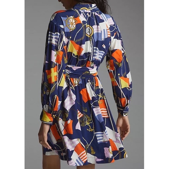 Nwt Anthropologie Maeve Mini Shirt Dress size XS Nautical Anthro New - Picture 5 of 11